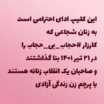 این کلیپ ادای احترامی است به زنان شجاعی که کارزار حجاب بی حجاب بنا گذاشتند و صاحبان یک انقلاب زنانه هستند با پرچم زن زندگی آزادی